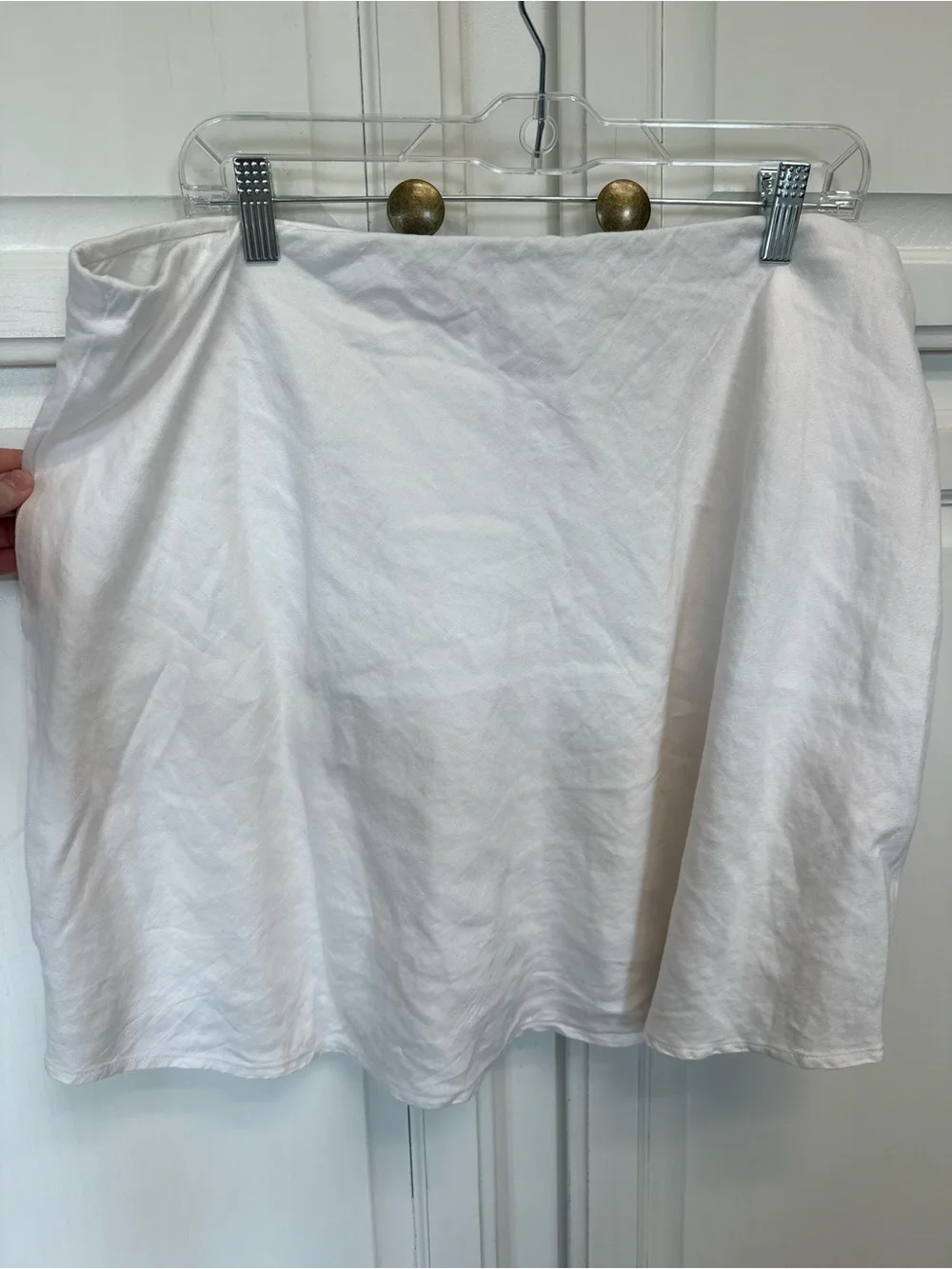 Anthropologie White Linen-Blend Mini Skirt